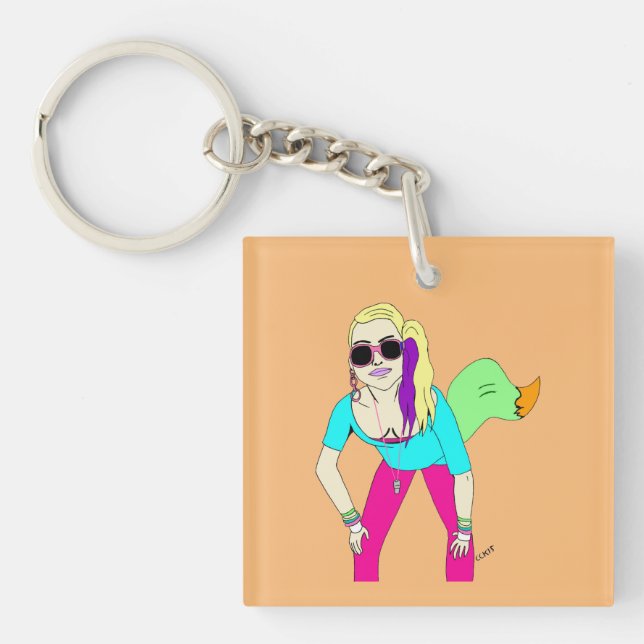 80s foxy girl  keychain (Front)