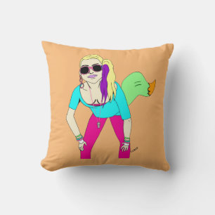 80s foxy girl throw pillow