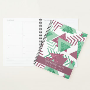 80s Fresh Abstract Pink and Green Shapes Custom Planner
