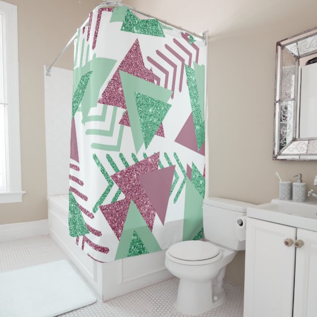 80s Fresh Abstract | Pink and Green Shapes Pattern (In Situ)