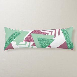 80s Fresh Abstract Pink and Green Shapes Pattern Body Pillow