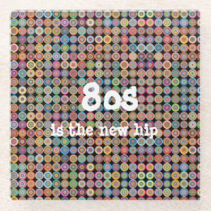 80s Funky Stylish Sophisticated Fancy Pattern Glass Coaster