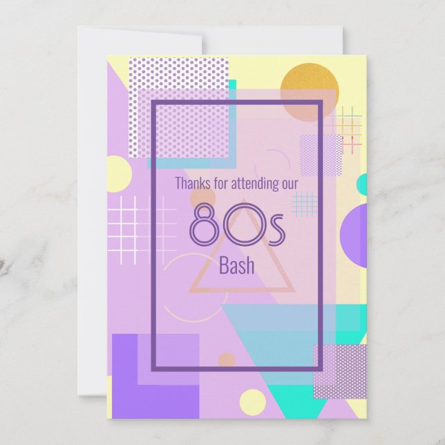 80s geometric funky retro yellow announcement card (Front)