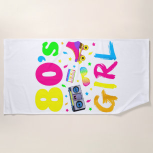 80's Girl Birthday Party Costume Retro Vintage Gif Beach Towel