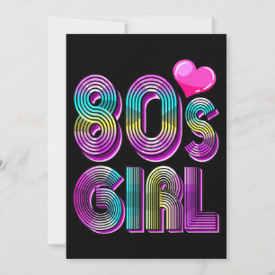 80's Girl Birthday Party Costume Retro Vintage Invitation