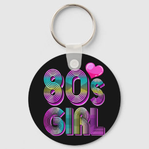 80's Girl Birthday Party Costume Retro Vintage Keychain