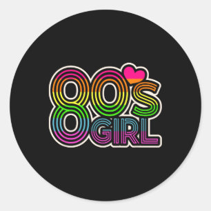80s Girl Retro Vintage Halloween Costume Women 80s Classic Round Sticker