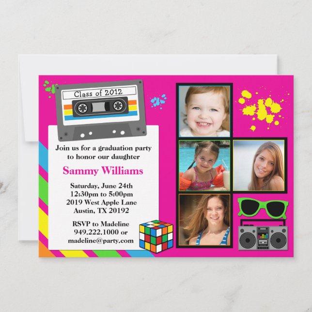 80's Graduation Party Invitation Class of 2012 (Front)