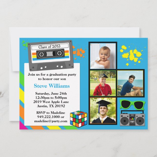 80's Graduation Party Invitation Class of 2013 (Front)
