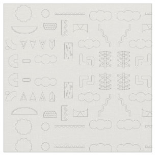 80s Graphic Geometric Pattern on White Fabric