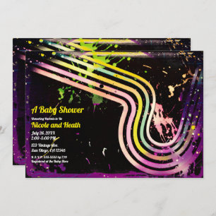 80's Grunge Colour Splatter Retro Baby Shower Invitation