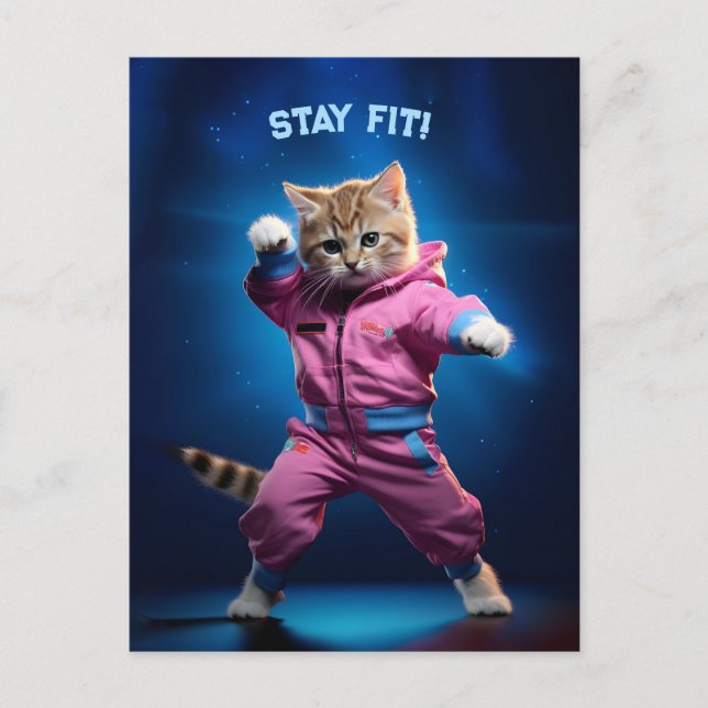 80s Gym Kitten Postcard (Front)