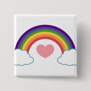 80's Heart & Rainbow - button