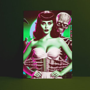 80s Horror VHS Girl Postcard