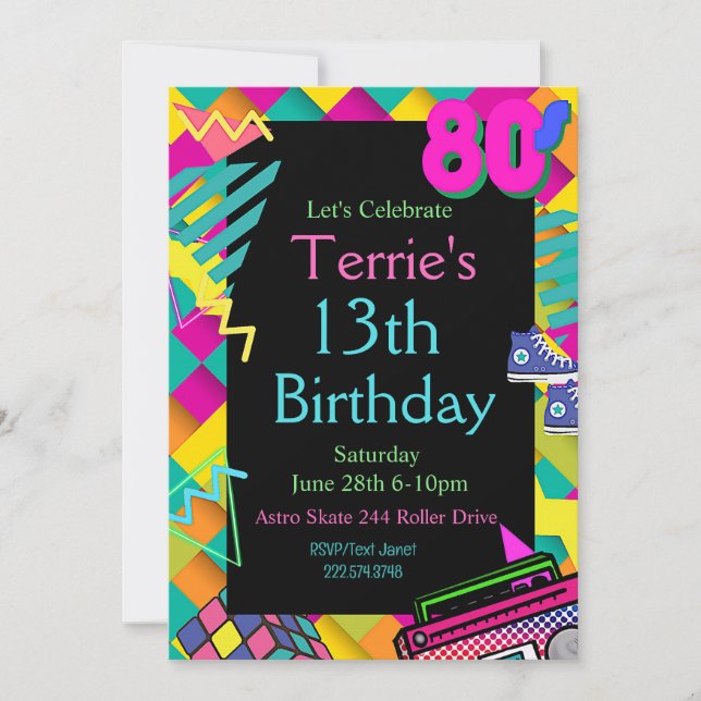 80's Invitation, Back to the 80's, Any Age, Invitation (Front)
