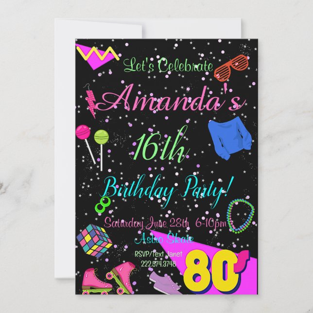 80's Invitation, Back to the 80's, Any Age, Invitation (Front)