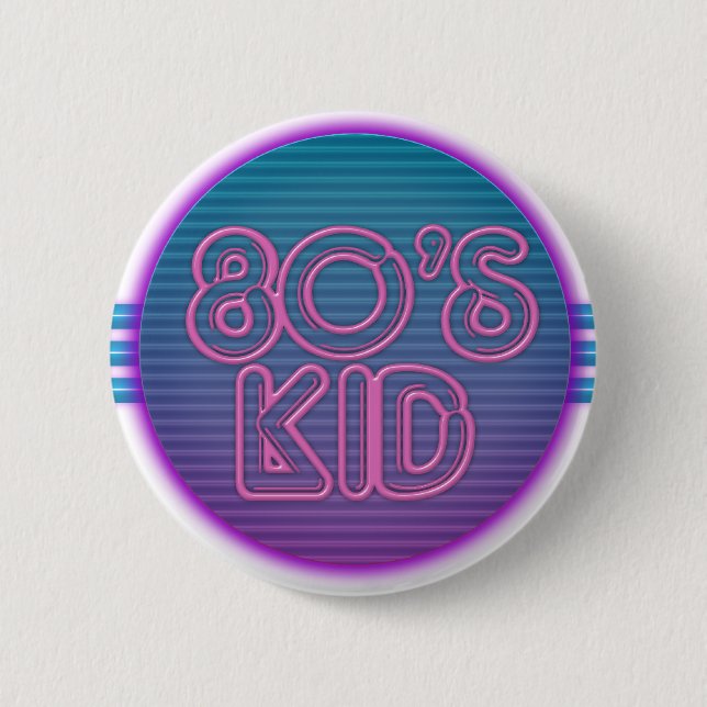 80's Kid Purple 2 Inch Round Button (Front)