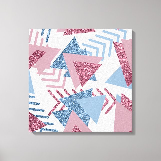 80s Lunar Abstract | Dusty Mauve Pink and Blue Canvas Print (Front)
