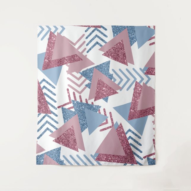 80s Lunar Abstract | Dusty Mauve Pink and Blue Tapestry (Front)