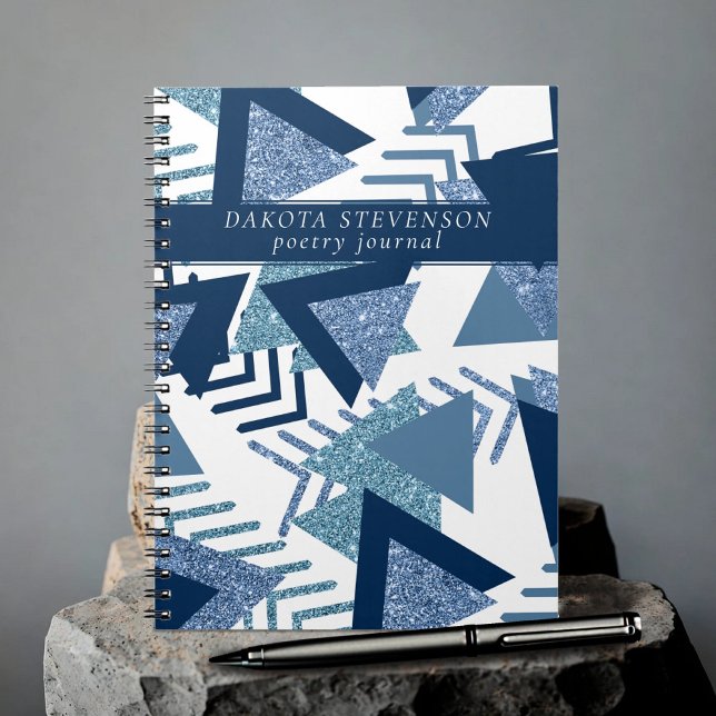 80s Luxe Abstract | Turquoise and Navy Blue Custom Notebook (Creator Uploaded)