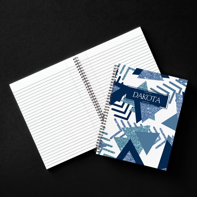 80s Luxe Abstract | Turquoise and Navy Blue Custom Notebook (Creator Uploaded)