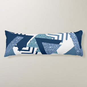 80s Luxe Abstract Turquoise and Navy Blue Shapes Body Pillow