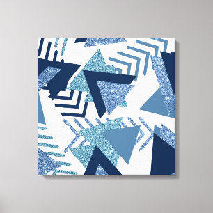 80s Luxe Abstract   Turquoise and Navy Blue Shapes Canvas Print