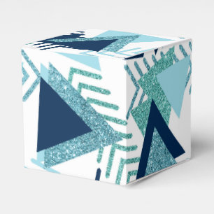80s Luxe Abstract   Turquoise and Navy Blue Shapes Favor Box