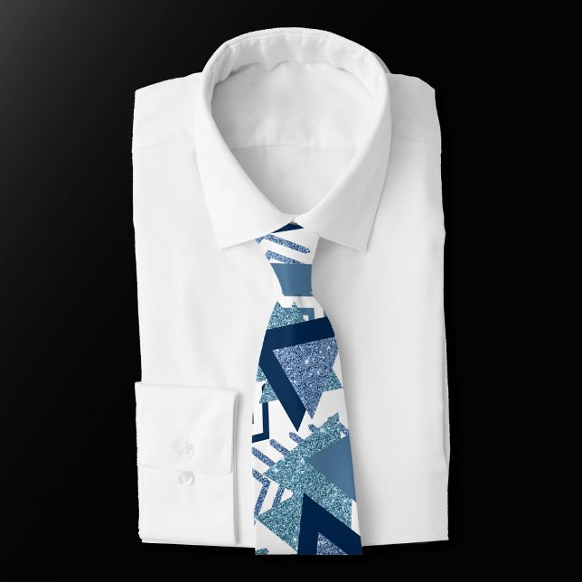 80s Luxe Abstract | Turquoise and Navy Blue Shapes Tie (Creator Uploaded)