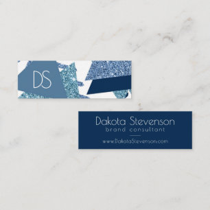 80s Luxe Abstract   Turquoise and Navy Website Mini Business Card