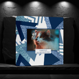 80s Luxe Abstract   Turquoise Navy Pet Photo Album Binder