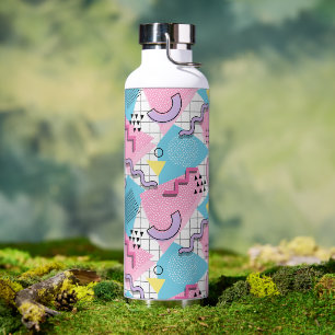 80's Memphis Active Pink Light Blue Water Bottle