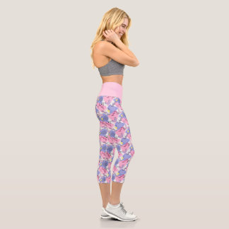 80's Memphis Active Pink Lilac Capri Leggings