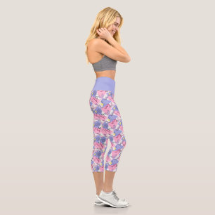80's Memphis Active Pink Lilac Capri Leggings