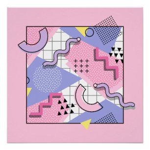80's Memphis Active Pink Lilac Poster