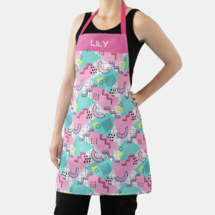 80's Memphis Active Pink Turquoise Apron