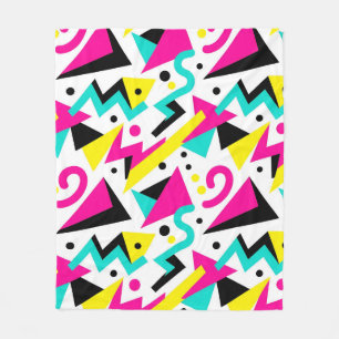 80s Memphis Geometric Pattern Fleece Blanket