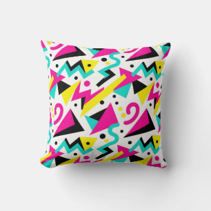 80s Memphis Geometric Pattern Throw Pillow