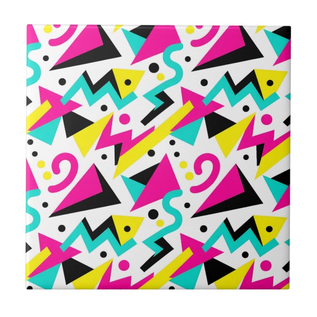 80s Memphis Geometric Pattern Tile (Front)