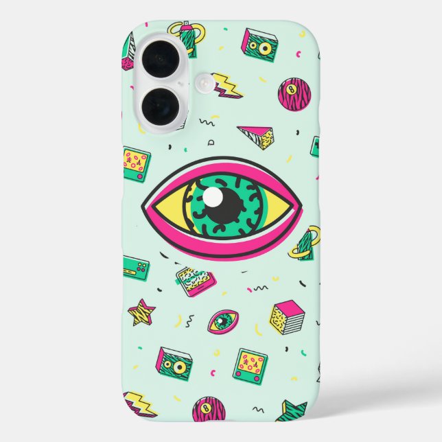 80s Memphis Retro Eye Case-Mate iPhone Case (Back)