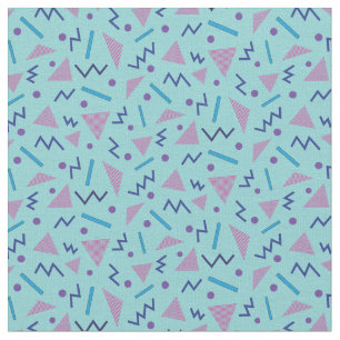 80s Memphis style geometric blue Pattern Fabric