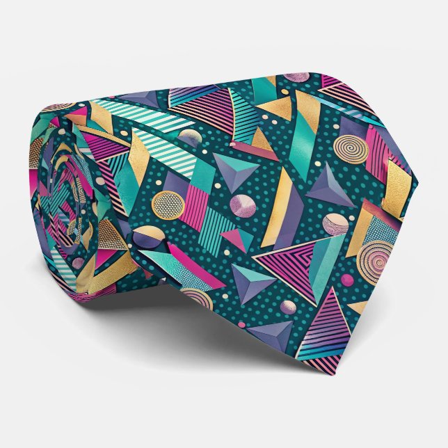 80s Memphis Style Pattern Necktie (Rolled)