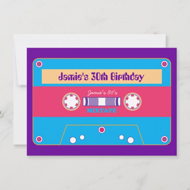 80's Mixtape New Wave Party Invitation (Front)