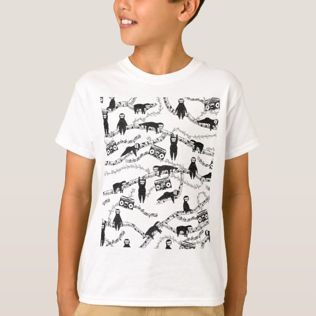80s music sloth pattern T-Shirt (Front)