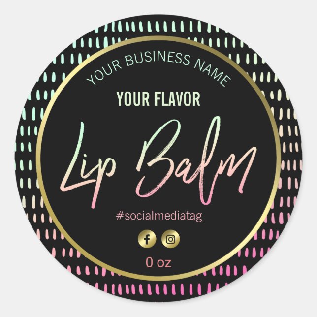 80's Neon Coloured Dot Design Lip Balm Labels (Front)