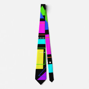 80S NEON FLUORESCENT COLOR GEOMETRIC SHAPE PATTERN TIE