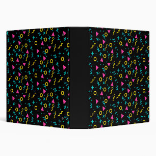 80s Neon Geometric Pattern Pink Teal Yellow Blue Binder