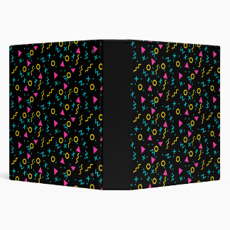 80s Neon Geometric Pattern Pink Teal Yellow Blue Binder