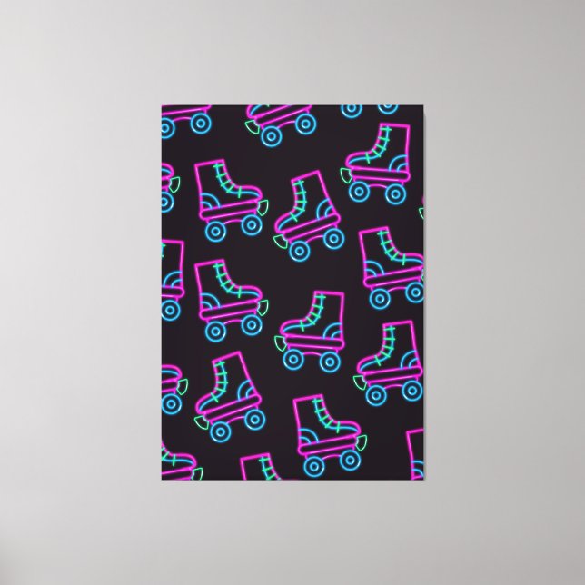80s Neon Roller-skates Canvas Print (Front)