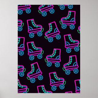 80s Neon Roller-skates Poster